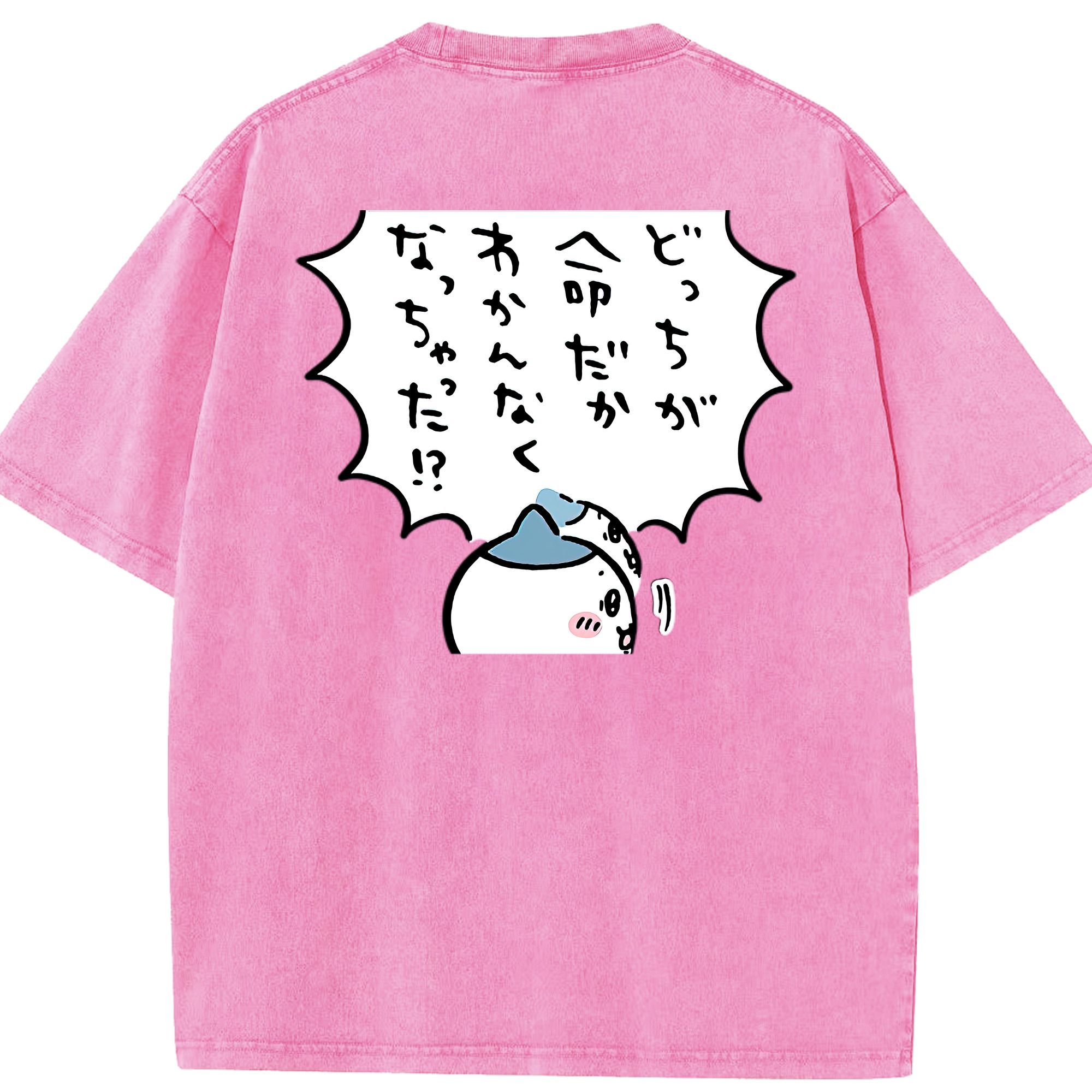 （画像用） ちいかわ ハチワレ Chii-kawa hachiware 綿100% ヴィンテージ風 半袖Tシャツ（背面プリント）